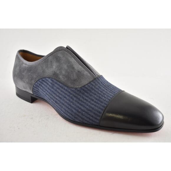 Christian Louboutin Mens Alpha Male Flat Black Grey Blue Dress Slip Loafer 43 10 main image 10